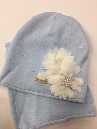 Комплект - шапка+снуд Nikola голубой с цветами