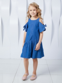 Голубое текстильное платье из хлопка